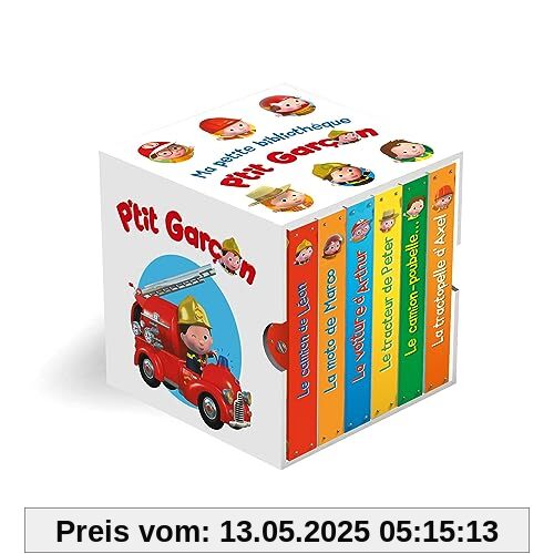 Ma petite bibliothèque - P'tit Garçon: Coffret avec 6 livres : Le camion de Léon ; La moto de Marco ; La voiture d'Arthur ; Le tracteur de Peter ; Le camion-poubelle de Marcel ; La tractopelle d'Axel