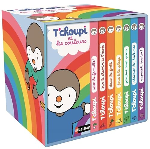 Ma petite bibliothèque - T'choupi et les couleurs: Coffret en 8 volumes : Vive la famille ! ; Sur le chemin de l'école ; Dans la forêt ; Joue à la ... ; Observe les baleines ; Apprenti sorcier ! von NATHAN