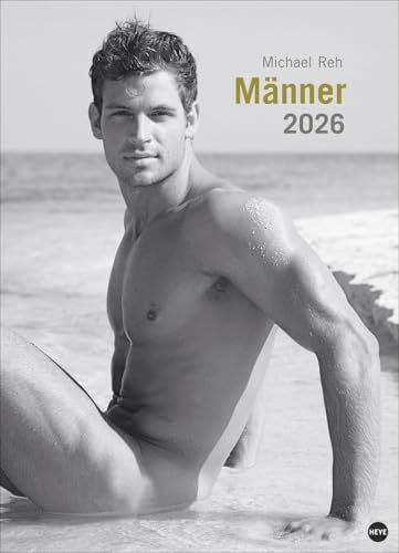 Männer Edition Kalender 2026: Jeden Monat ein sinnliches Schwarz-Weiß-Foto in einem Kalender im Großformat. Schöne Männer im Wandkalender XXL 2026. Hochformat 49 x 68 cm. von Heye