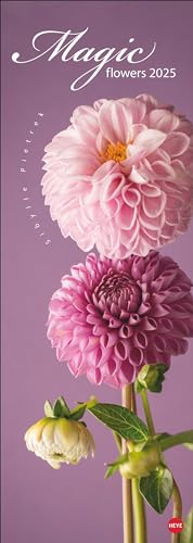 Magic Flowers Vertical Kalender 2025: Langer Wandkalender mit farbenprächtigen Blumen-Fotos. Dekorativer XL Kalender vertikal mit beeindruckenden Blüten. 25 x 69 cm.