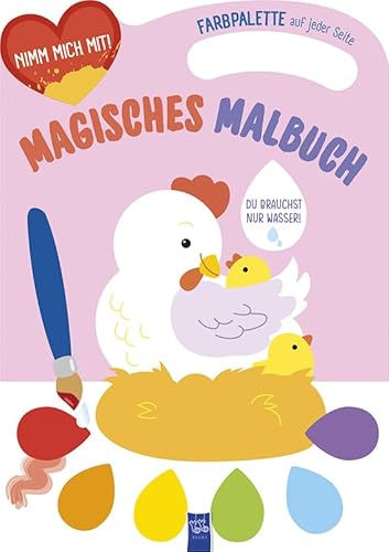 Magisches Malbuch - Cover rosa (Huhn): Die Henne mit dem Küken von YoYo Books