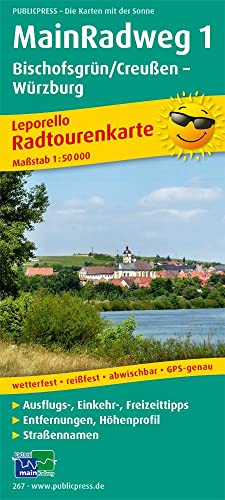 MainRadweg 1, Bischofsgrün/Creußen - Würzburg: Leporello Radtourenkarte mit Ausflugszielen, Einkehr- & Freizeittipps, wetterfest, reissfest, ... 1:50000 (Leporello Radtourenkarte: LEP-RK)