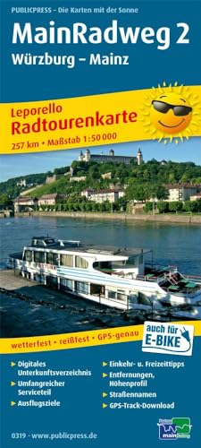 MainRadweg 2, Würzburg - Mainz: Leporello Radtourenkarte mit Ausflugszielen, Einkehr- & Freizeittipps, wetterfest, reissfest, abwischbar, GPS-genau. 1:50000 (Leporello Radtourenkarte: LEP-RK)