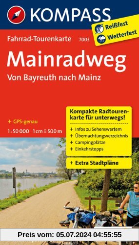 Mainradweg, Von Bayreuth nach Mainz 1 : 50 000
