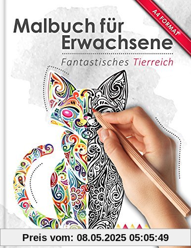 Malbuch für Erwachsene: Fantastisches Tierreich (Kleestern®, A4 Format, 40+ Motive) (A4 Malbuch für Erwachsene)