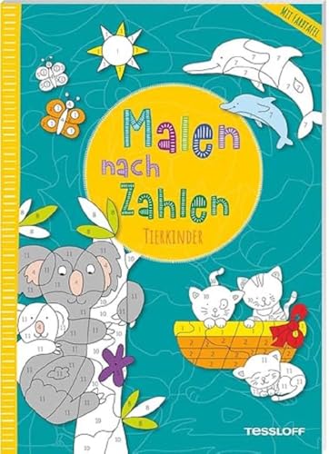 Malen nach Zahlen. Tierkinder | 24 Motive zum Ausmalen | Mit ausklappbarer Farbkarte | Für Kinder ab 4 Jahren: Mit ausklappbarer Farbtafel von Tessloff Verlag Ragnar Tessloff GmbH & Co. KG