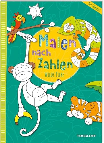 Malen nach Zahlen. Wilde Tiere: Mit ausklappbarer Farbtafel. Ab 4 Jahren von Tessloff Verlag Ragnar Tessloff GmbH & Co. KG