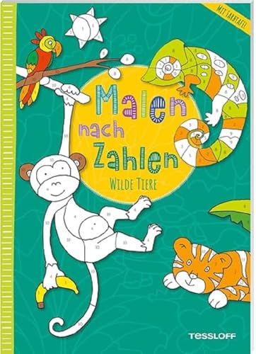 Malen nach Zahlen. Wilde Tiere: Mit ausklappbarer Farbtafel. Ab 4 Jahren von Tessloff Verlag Ragnar Tessloff GmbH & Co. KG