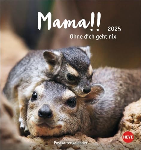 Mama! Postkartenkalender 2025 - Ohne dich geht nix!: Entzückende Tier-Mütter und ihre Tierkinder in einem Tischkalender zum Aufstellen. ... an die Mama. (Postkartenkalender Heye)