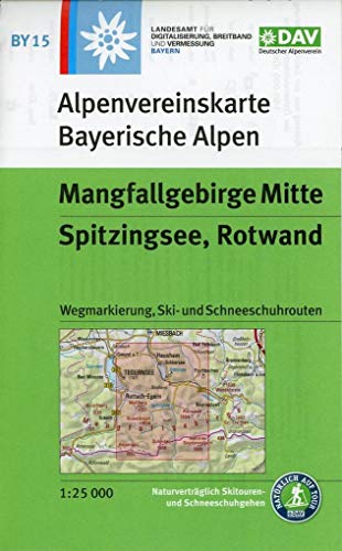 Mangfallgebirge Mitte, Spitzingsee, Rotwand: Topographische Karte 1:25.000 mit Wegmarkierung, Ski- und Schneeschuhrouten (Alpenvereinskarten)