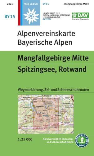 Mangfallgebirge Mitte, Spitzingsee, Rotwand: Topographische Karte 1:25.000 mit Wegmarkierung, Ski- und Schneeschuhrouten (Alpenvereinskarten)