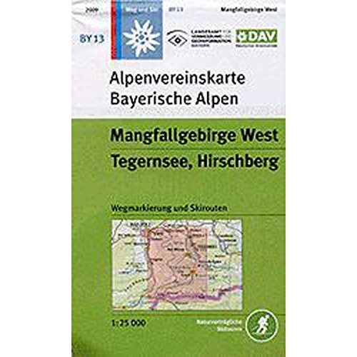 Mangfallgebirge West, Tegernsee, Hirschberg: Topographische Karte 1:25.000, Wegmarkierung, Ski- und Schneeschuhrouten (Alpenvereinskarten)