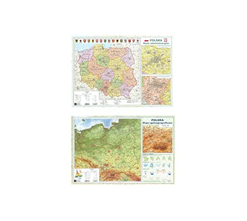 Mapa Polski A2 ogolnogeograficzna/administracyjna dwustronna scienna Mapa Polski A2 ogolnogeograficzna/administracyjna dwustronna scienna