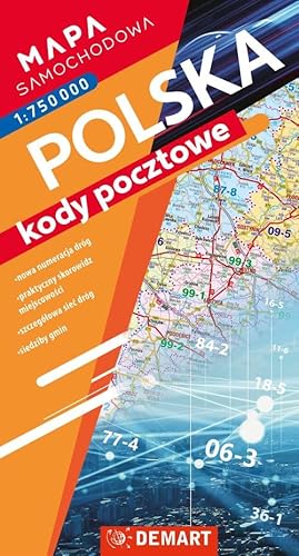 Mapa samochodowa Polski. Kody pocztowe. Mapa samochodowa Polski. Kody pocztowe. von Demart