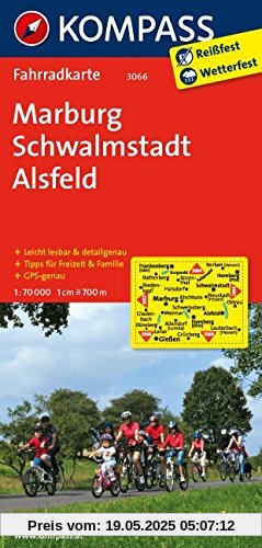 Marburg - Schwalmstadt - Alsfeld: Fahrradkarte. GPS-genau. 1:70000 (KOMPASS-Fahrradkarten Deutschland, Band 3066)