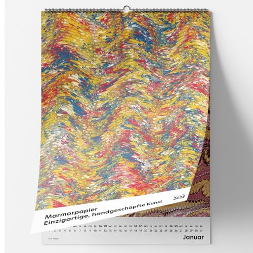 Marmorpapier - Einzigartige, handgeschöpfte Kunst. Wandkalender 2025 von Favoritenpresse