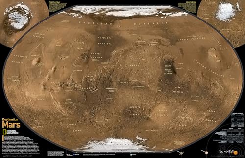 National Geographic: Destination Mars: 2 sided Wall Map (31.25 x 20.25 inches): Wall Maps Space (National Geographic Reference Map)