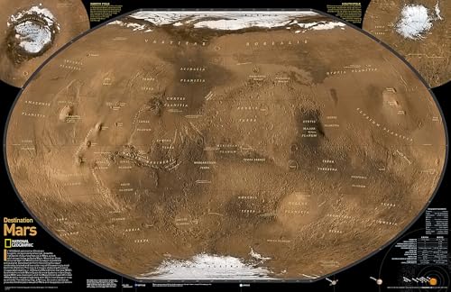 National Geographic: Destination Mars: 2 sided Wall Map (31.25 x 20.25 inches): Wall Maps Space (National Geographic Reference Map)