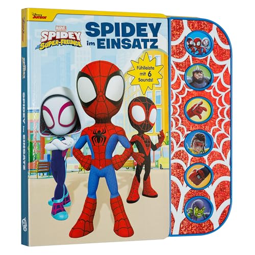 Marvel Spidey und seine Super-Freunde - Spidey im Einsatz - Soundbuch mit Fühlleiste und 6 Geräuschen für Kinder ab 3 Jahren Marvel Spidey und seine Super-Freunde - Spidey im Einsatz - Soundbuch mit Fühlleiste und 6 Geräuschen für Kinder ab 3 Jahren