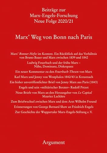 Marx’ Weg von Bonn nach Paris (Beiträge zur Marx-Engels-Forschung: Neue Folge) von Argument Verlag mit Ariadne