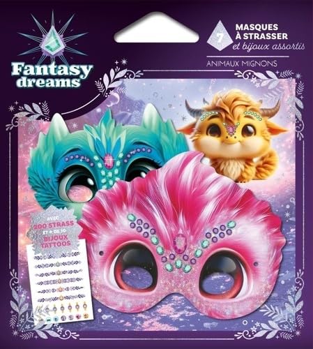 Masques à strasser - Animaux mignons: Avec 7 masques, du fil élastique, 190 strass, 10 joyaux et 1 planche de bijoux tattoos von FLEURUS