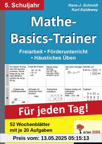 Mathe-Basics-Trainer / 5. Schuljahr Für jeden Tag!: Übungen für jeden Tag