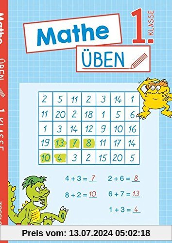 Mathe üben 1. Klasse: Zahlen und Mengen erkennen, Zahlenquadrate ausfüllen, Sachaufgaben lösen