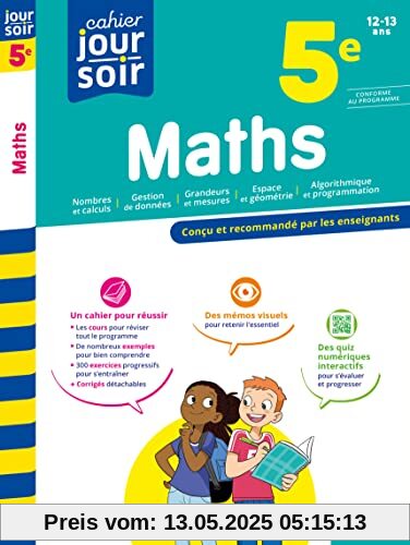 Maths 5e - Cahier Jour Soir: Conçu et recommandé par les enseignants