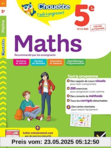 Maths 5e: cahier de révision et d'entraînement