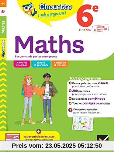Maths 6e: cahier de révision et d'entraînement