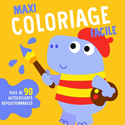 Maxi coloriage facile: Couverture jaune avec hippo von Yoyo Books (Jo Dupré BV)
