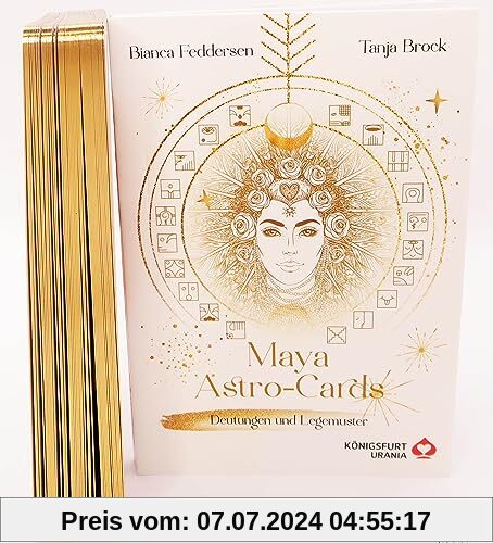 Maya-Astro-Cards: 44 astrologische Orakelkarten mit Booklet (Goldfolie und Goldschnitt, Orakel Neuerscheinung 2023, Deutsch)