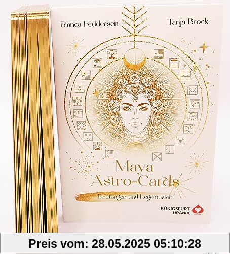 Maya-Astro-Cards: 44 astrologische Orakelkarten mit Booklet (Goldfolie und Goldschnitt, Orakel Neuerscheinung 2023, Deutsch)