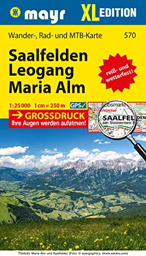 Mayr Wanderkarte Saalfelden - Leogang - Maria Alm XL 1:25.000: Wander-, Rad- und Mountainbikekarte, extra grossdruck, reiß- und wetterfest Mayr Wanderkarte Saalfelden - Leogang - Maria Alm XL 1:25.000: Wander-, Rad- und Mountainbikekarte, extra grossdruck, reiß- und wetterfest