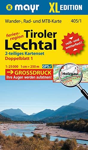 Mayr Wanderkarte Tiroler Lechtal XL (2-Karten-Set) 1:25.000: Wander-, Rad- und Mountainbikekarte, extra grossdruck, reiß- und wetterfest
