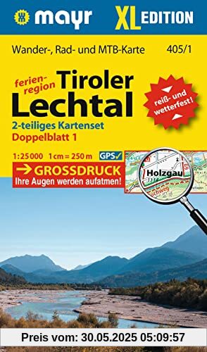 Mayr Wanderkarte Tiroler Lechtal XL (2-Karten-Set) 1:25.000: Wander-, Rad- und Mountainbikekarte, extra grossdruck, reiß- und wetterfest