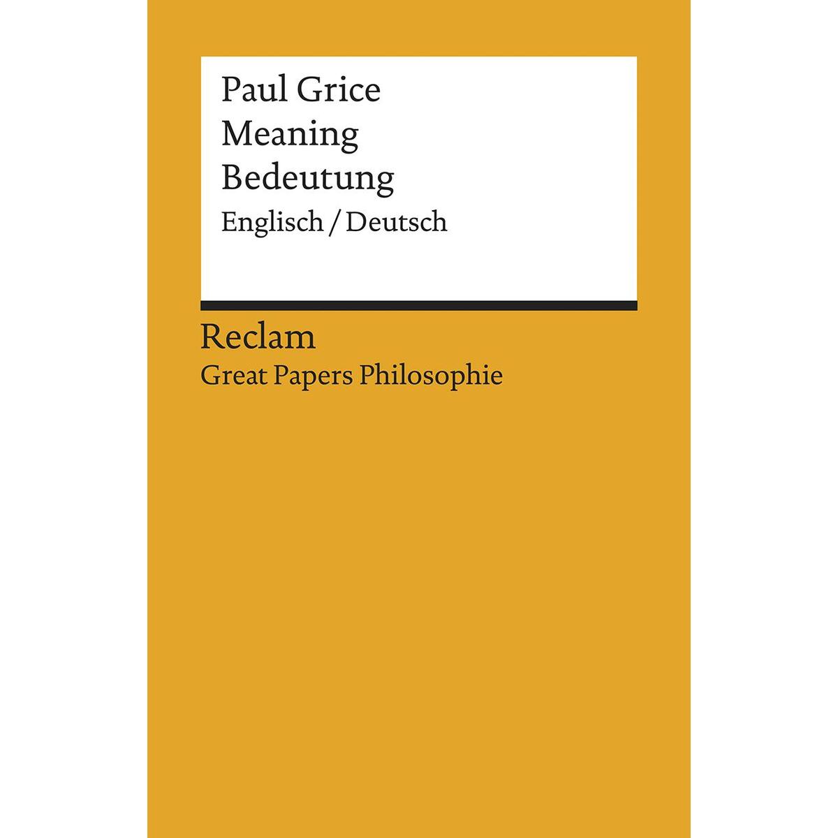 Meaning / Bedeutung Meaning / Bedeutung von Reclam Philipp Jun.