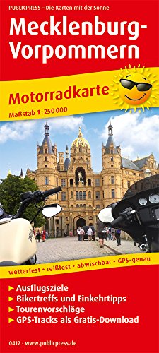 Mecklenburg-Vorpommern: Motorradkarte mit Ausflugszielen, Einkehr- & Freizeittipps und Tourenvorschlägen, wetterfest, reissfest, abwischbar, GPS-genau. 1:250000 (Motorradkarte: MK)