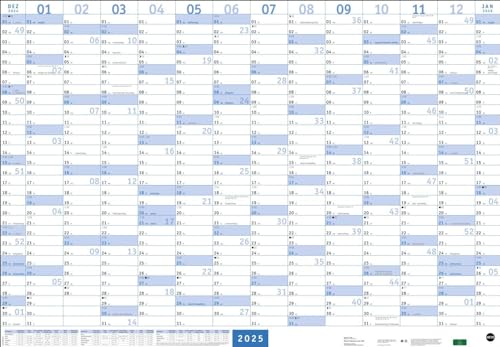 Mega-Posterplaner, blau 2025: Großer Jahresplaner in blau. Wandkalender 2025 zum Eintragen. XXL Büro-Kalender mit Ferienterminen und Feiertagen. 68 x 98 cm (Bürokalender Heye) von Heye