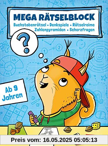 Mega Rätselblock - Buchstabenrätsel, Denkspiele, Zahlenpyramiden, Rätselreime, Scherzfragen: Ab 9 Jahren | Dicker Rätselblock mit megagroßen Seiten | ... mit Anti-Langeweile-Garantie (4)