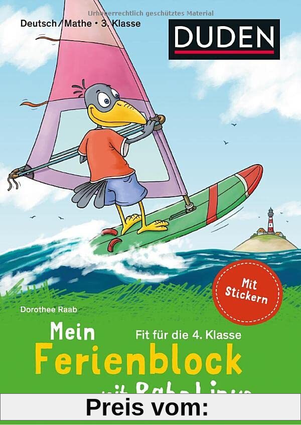 Mein Ferienblock mit Rabe Linus – Fit für die 4. Klasse: Deutsch/Mathe: Mit Stickern (Einfach lernen mit Rabe Linus)