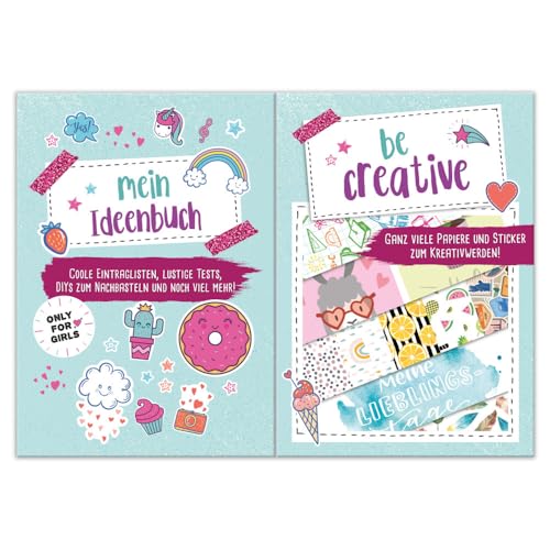 Mein Ideenbuch – mit Eintraglisten, Challenges und DIY-Ideen, inkl. Papiere und Doodle-Sticker: Kreativset für Mädchen ab 8 Jahren von kiDIYs