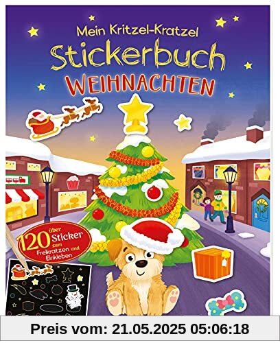 Mein Kritzel-Kratzel-Stickerbuch Weihnachten mit Bambus-Stick: Über 120 Sticker zum Freikratzen und Einkleben für Kinder ab 4 Jahren