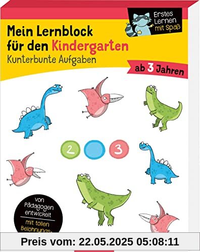Mein Lernblock für den Kindergarten – Kunterbunte Aufgaben: Von Pädagogen entwickelt – mit tollen Belohnungsstickern – ab 3 Jahren | Übungen und Rätsel als Vorbereitung auf die Vorschule.