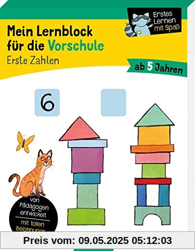 Mein Lernblock für die Vorschule – Erste Zahlen: Von Pädagogen entwickelt – mit tollen Belohnungsstickern – ab 5 Jahren | Übungen und Rätsel für Kindergarten- und Vorschulkinder