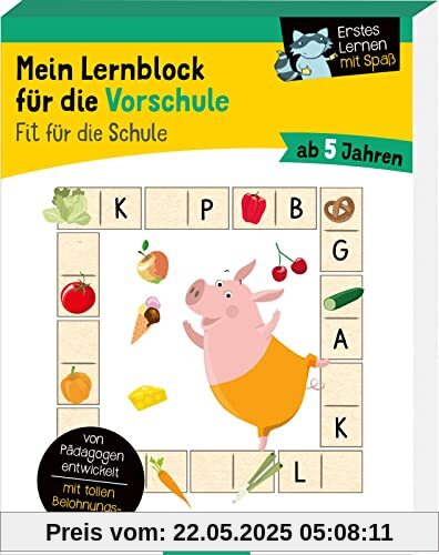 Mein Lernblock für die Vorschule – Fit für die Schule: Von Pädagogen entwickelt – mit tollen Belohnungsstickern – ab 5 Jahren | Übungen und Rätsel für Kindergarten- und Vorschulkinder