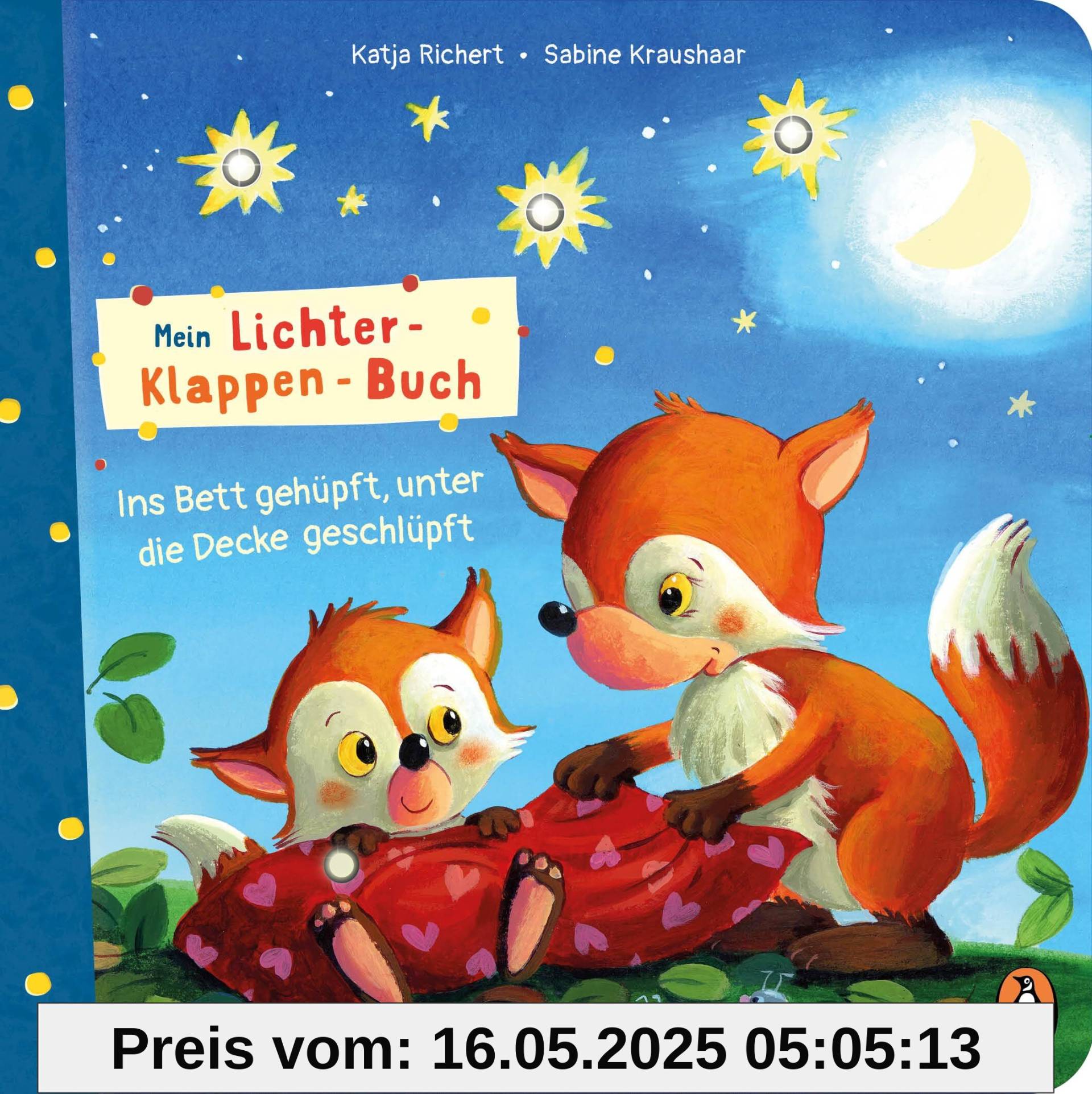 Mein Lichter-Klappen-Buch – Ins Bett gehüpft, unter die Decke geschlüpft: Pappbilderbuch ab 2 Jahren mit LED-Leuchten und Klappen (Die Mein-Lichter-Klappen-Buch-Reihe, Band 1)