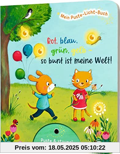 Mein Puste-Licht-Buch: Rot, blau, grün, gelb - so bunt ist meine Welt!: Mit Puste-Licht & LED-Lämpchen