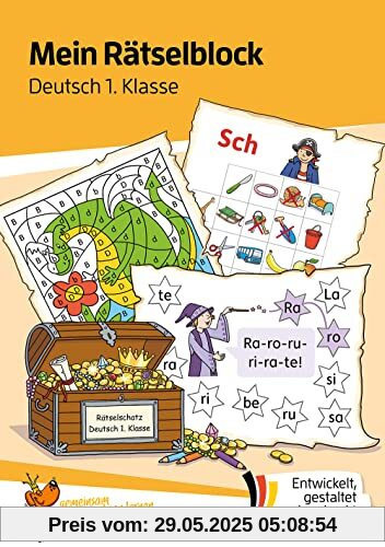 Mein Rätselblock Deutsch 1. Klasse: Rätsel für kluge Köpfe mit Lösungen - Förderung mit Freude (Das Rätselbuch für die Grundschule, Band 681)