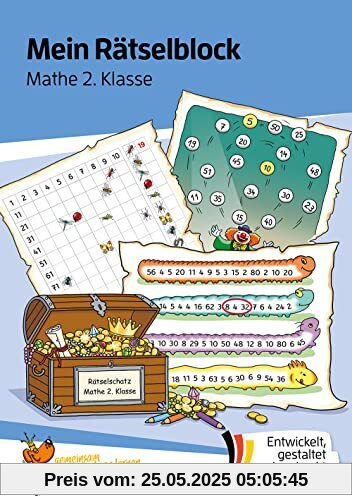 Mein Rätselblock Mathe 2. Klasse: Rätsel für kluge Köpfe mit Lösungen - Förderung mit Freude (Das Rätselbuch für die Grundschule, Band 692)